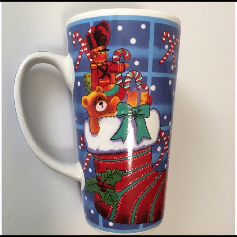 MUG TALL MUG BEARS STOCKING GIFTS CANDY CANES XMAS